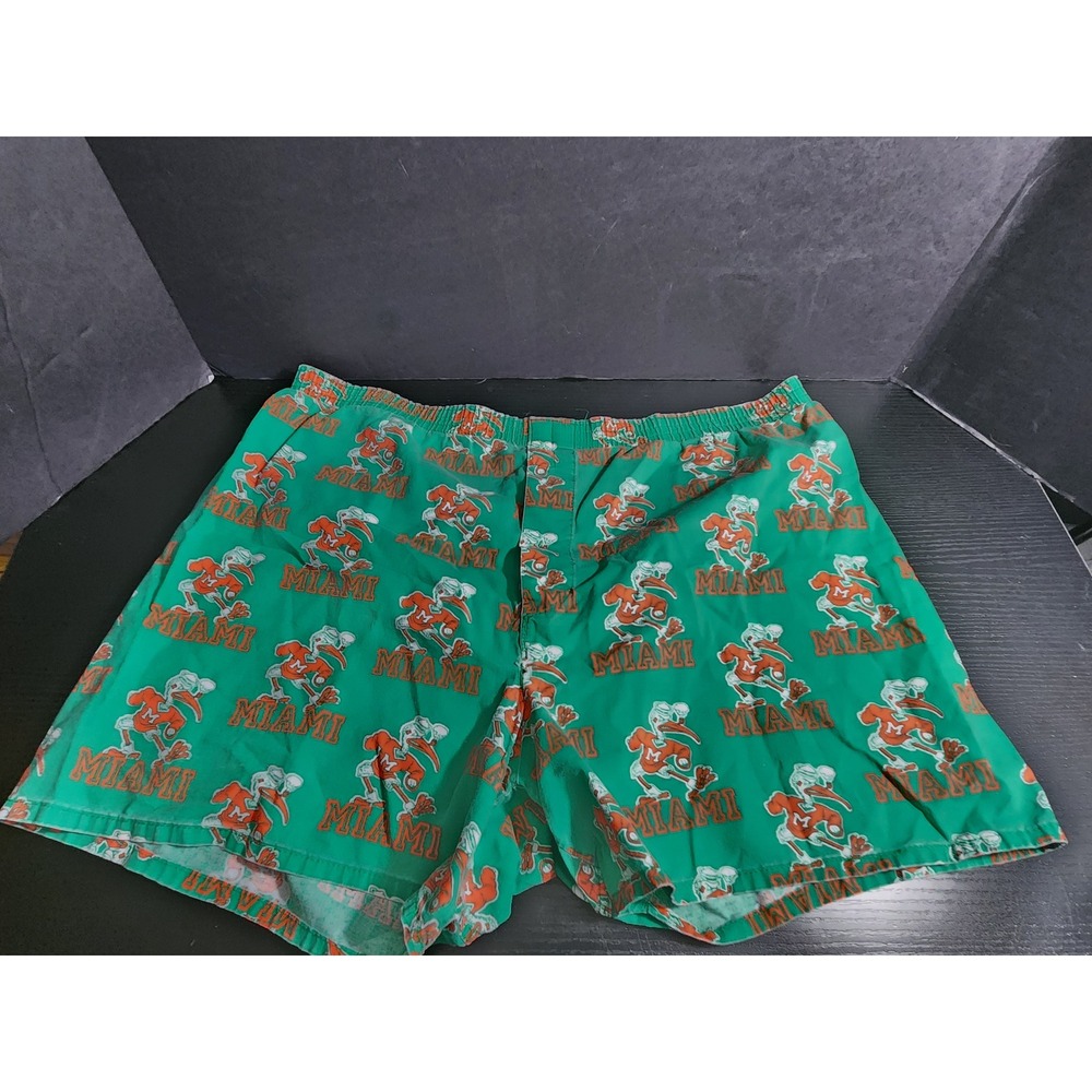 Vintage Miami Hurricanes Sebastian the Ibis Boxer Shorts Green Cotton Medium USA